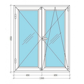 Металлопластиковое окно Viknar`OFF Mega Line 500 штульповое с 1-камерным стеклопакетом 1,3x1,55 м