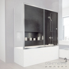Шторка для ванни розсувна Besco Duo Slide II 150x150 гартоване прозоре скло Миколаїв