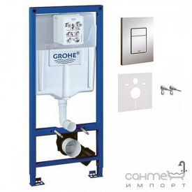 Инсталляция для унитаза Grohe Rapid SL 5-в-1 Fresh 38827000 + панель смыва Skate Cosmopolitan хром