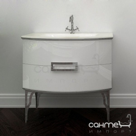 Тумба підвісна під раковину Marsan Sabrine 900 білий глянець патина срібло ручки хром