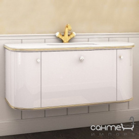 Тумба подвесная под раковину Marsan Amelie 1200 белый патина золото