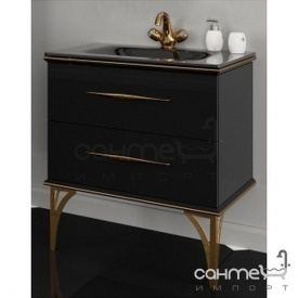 Тумба подвесная без раковины Marsan Cassandre 700 черный фурнитура золото