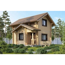 Деревяный дом из оцилиндрованного бревна 5х6 м