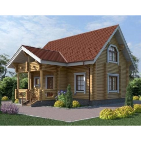 Дом деревяный из оцилиндрованного бревна 9х7 м