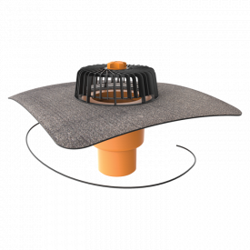 Кровельная воронка вертикальная с подогревом и приваренным битумным фартуком