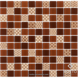 Скляна мозаїка Котто Кераміка GM 4054 C3 BROWN D BROWN M STRUCTURE 300х300х4 мм