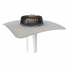 Однослойная кровельная воронка для кровель без теплоизоляции с приваренным фартуком из ПВХ-мембраны