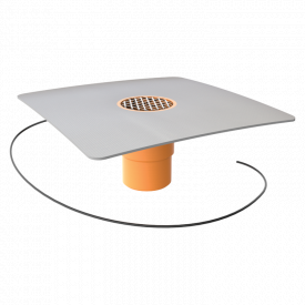 Воронка водостічна для балконів вертикальна з підігрівом з привареним фартухом з ПВХ-мембрани