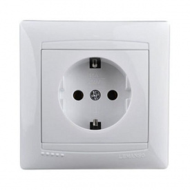 Розетка з заземленням біла Lemanso Сакура LMR1016 кераміка