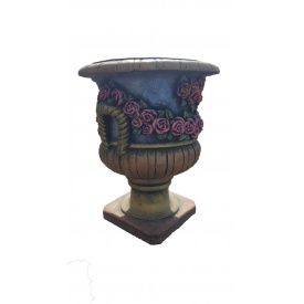 Бетонний квітник МікаБет Амфора з тояндами пофарбований декоративним акрилом