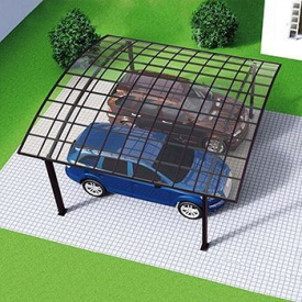 Автомобильный навес из алюминия с монолитным поликарбонатом Oscar CarPort с арочной крышей двойной