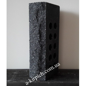 Облицовочный кирпич LAND BRICK скала пустотелый черный 250х100х65 мм
