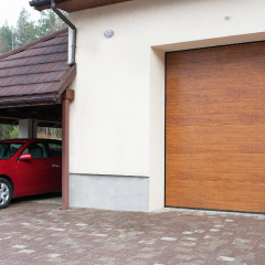 Автоматичні підйомні секційні гаражні ворота ALUTECH Trend L-гофр 3000х2375 мм Золотий дуб Ужгород