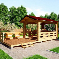 Беседка деревянная из мини бруса 6,0x3,0 м2 Киев