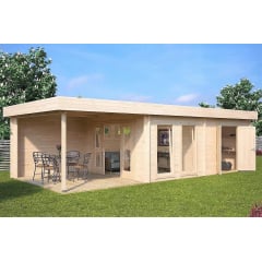 Альтанка дерев'яна з профільованого бруса з закритою кімнатою 9х4 Умань