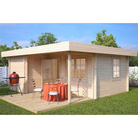 Альтанка дерев'яна з профільованого бруса з закритою кімнатою 5х6