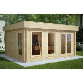 Беседка деревянная из профилированного бруса с закрытой комнатой 5х4