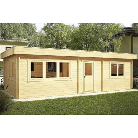 Беседка деревянная из профилированного бруса с закрытой комнатой 9x4,5