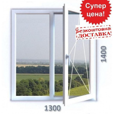 Вікно 1300x1400 мм, монтажна ширина 60 мм, профіль WDS Ekipazh Ultra 60