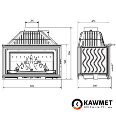 Камінна топка KAWMET W15 16,3 кВт ECO 876х518х500 мм Стрий