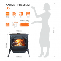 Чугунная печь KAWMET Premium NIKA S5 11,3 кВт ECO 681х712х524 мм Киев