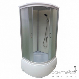 Гідромасажний бокс без електроніки Atlantis AKL-50P ECO XL 90x90x215 профіль сатин, скло фабрик (дрібний кубик)