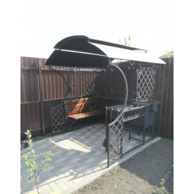 кований мангал-альтанка з дахом і лавкою Legran