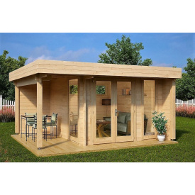 Закрытая беседка из бруса 3х3 с открытым навесом 3х1,5 от производителя Закарпатская область