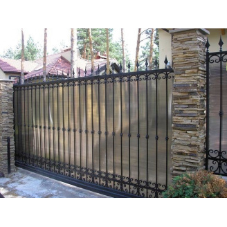 Забор металлический с профнастилом закрытый чёрный Legran