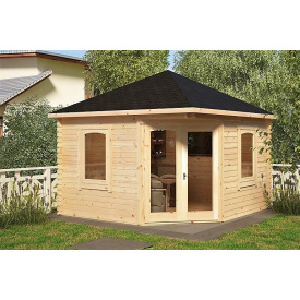 Беседка деревянная из профилированного бруса с закрытой комнатой 3.5х3.5 Черкассы