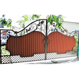 Брама з листочками та профнастилом Legran