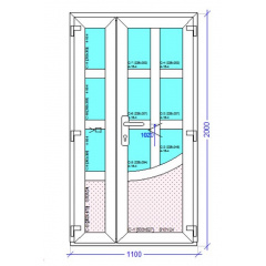Вхідні двері штульпові 1100x2000 мм монтажна ширина 60 мм, профіль WDS Ekipazh Ultra 60 Кременчук