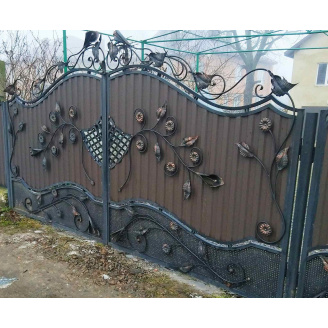 Ворота кованые с профнастилом Б0044пф Legran