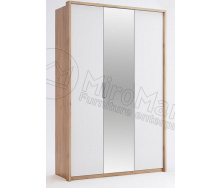 Шкаф Асти 3Д с зеркалом дуб крафт + белый глянец Миро-Марк