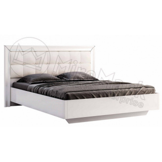 Кровать Белла 160 с подъемным механизмом мягкая спинка белый глянец Миро-Марк