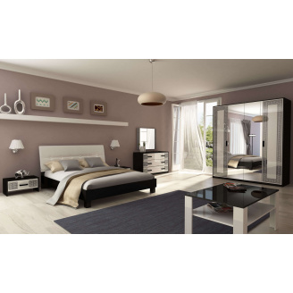 Спальня Виола 4Д белый глянец + черный мат Миро-Марк