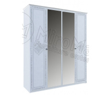 Шкаф Луиза 4Д с зеркалом белый глянец Миро-Марк
