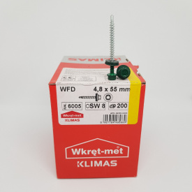 Кровельные саморезы Klimas Wkret-Met 4,8х55 мм по дереву (200 шт ) с резиновой шайбой EDPM для металлочерепицы
