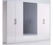 Шкаф Фемели 6Д белый глянец с зеркалами Миро-Марк