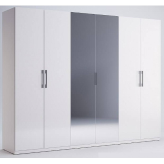 Шкаф Фемели 6Д белый глянец с зеркалами Миро-Марк