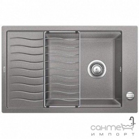 Гранитная кухонная мойка с сушкой Blanco Elon 45S 520990 темная скала