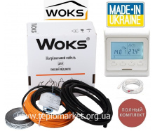 Тепла кабельна підлога Woks 1,2м²-1,5м²/220Вт (12м) тонкий нагрівальний кабель під плитку з програмованим терморегулятором Е51