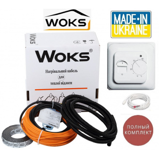 Тепла підлога Woks 3,2м²-4м²/580Вт (32м) тонкий двожильний нагрівальний кабель під плитку з механічним терморегулятором RTC70