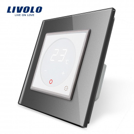 Терморегулятор Livolo для водяных систем отопления цвет белый серая рамка (VL-C701TM-11/15)