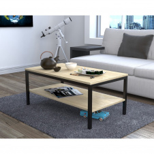 Прямоугольный журнальный столик Loft-Design L-1 900х500х400 мм метал+лдсп Светлый дуб-борас