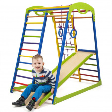 Детский спортивный комплекс SportBaby SportWood 130х85х132 см с горкой для дома