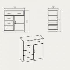 Комод Компаніт Комод-1-3-1 800x850x390 венге Мукачево
