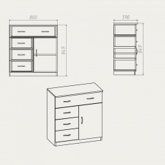 Комод Компаніт Комод-1-3-1 800x850x390 горіх Полтава