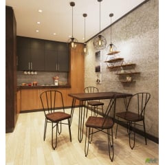 Металевий стілець Clapton чорний з дерев'яним сидінням гевея колір під горіх Володарськ-Волинський