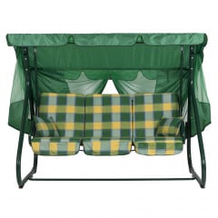 Садовая качель Vitan Вилла 1670х2150х1500 мм с навесом бязь желто-зеленая клетка Киев